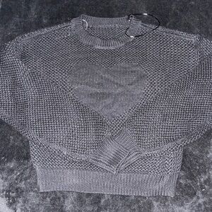Charcoal Heart Knit Sweater